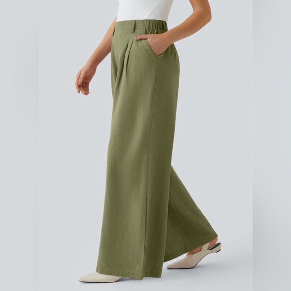 HALARA Pants - Wide Leg Olive Green Palazzo Pants - Women